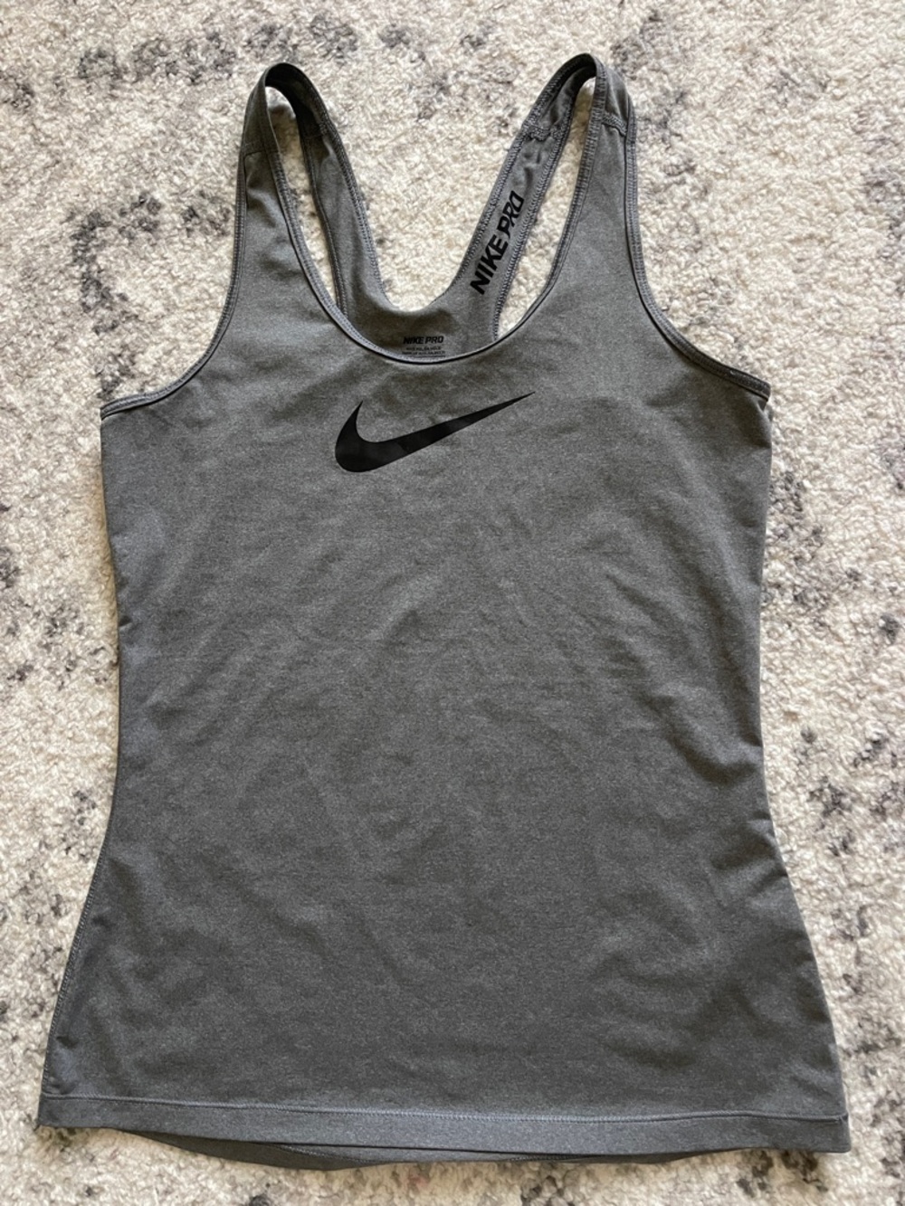 Nike Gray Athletic Racerback Tank with Black Swoosh